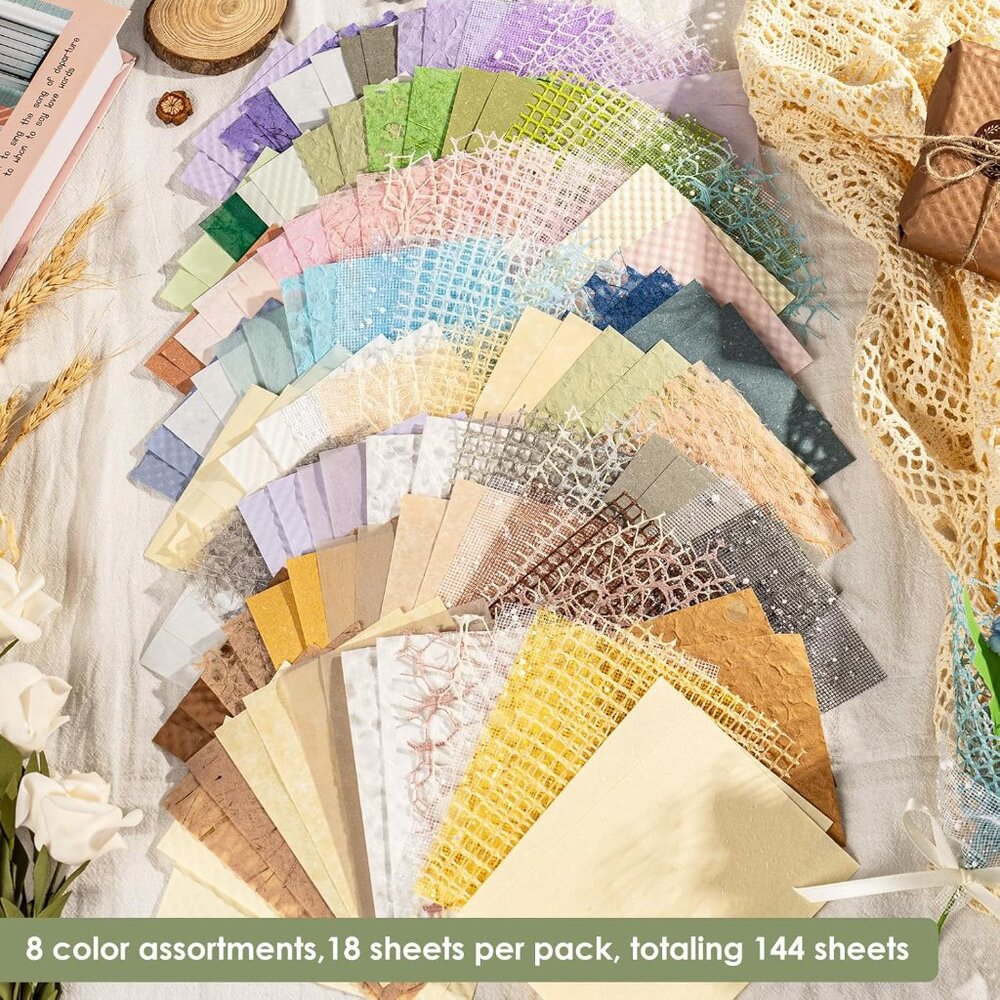 8 Pack Assorted Textured Scrapbook & Mesh Craft P… - image 2
